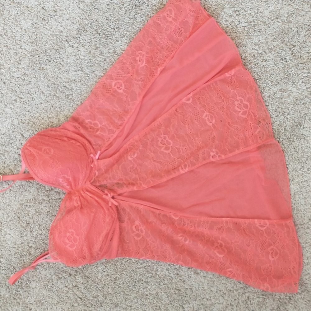 Vintage Fredrick's of Hollywood coral teddy